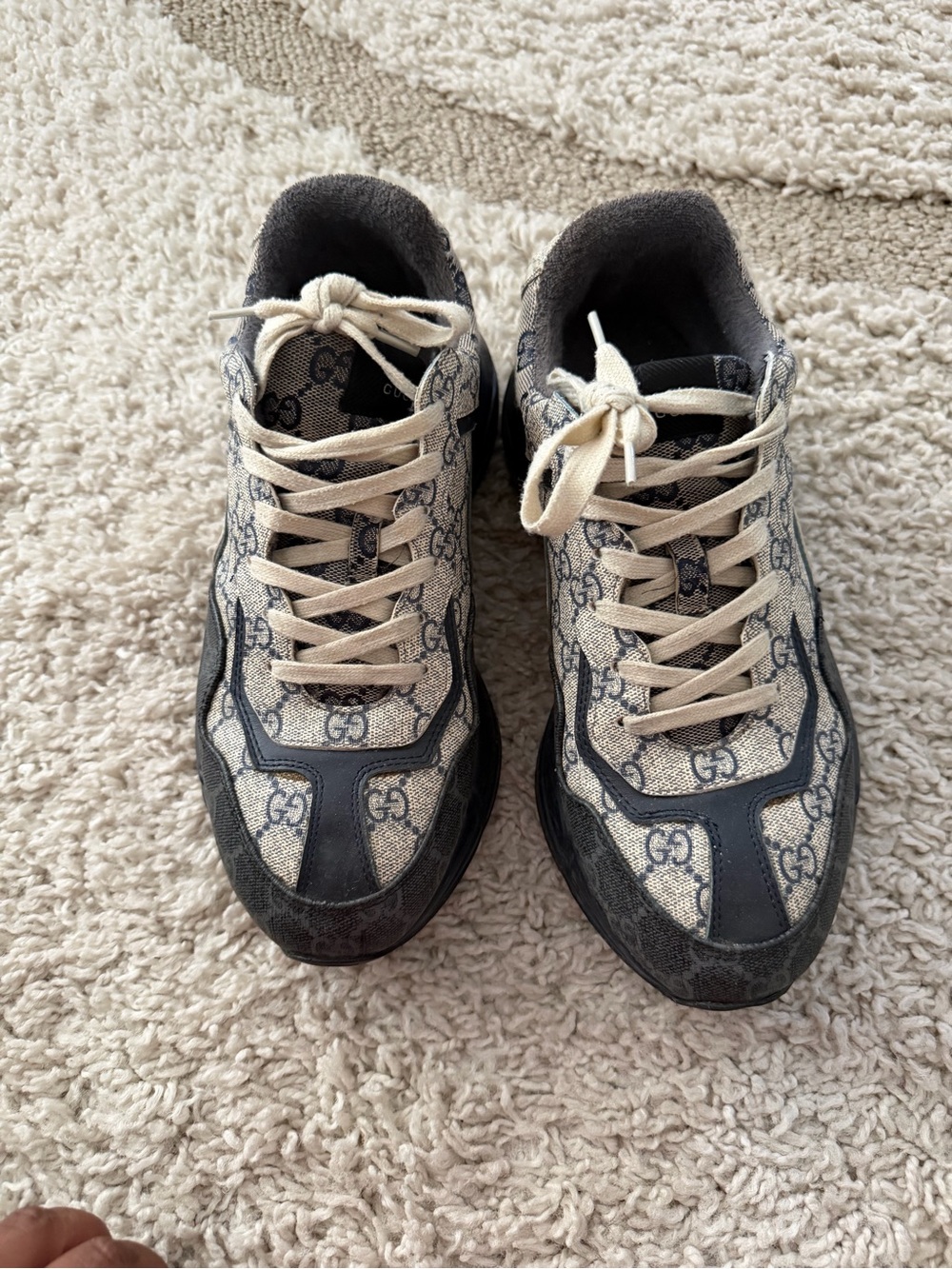 Gucci GG Canvas Runner Sneakers in Beige and Black